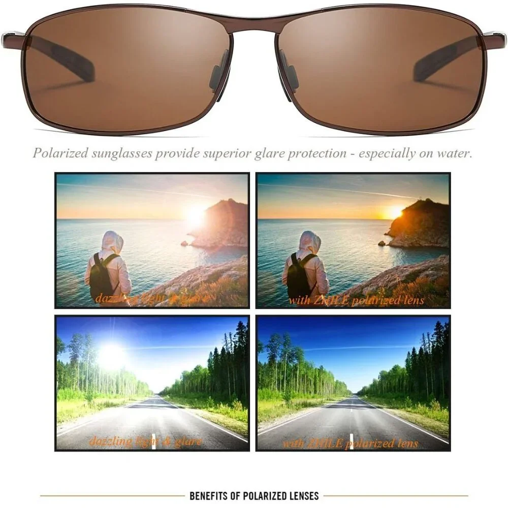 Rectangular Polarized Sunglasses Al-Mg Alloy Temple Spring Hinge UV400 - Picture 4 of 6